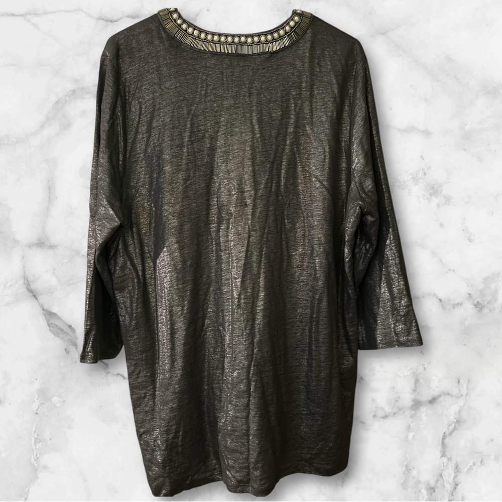 Chico's Silver Gray Embellished Relaxed Tunic NWOT - Picture 2 of 8